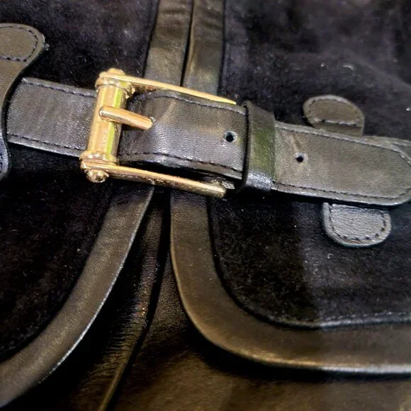 Cole Haan Black Heeled Boots "Kennedy" Leather & Suede - Picture 4 of 6